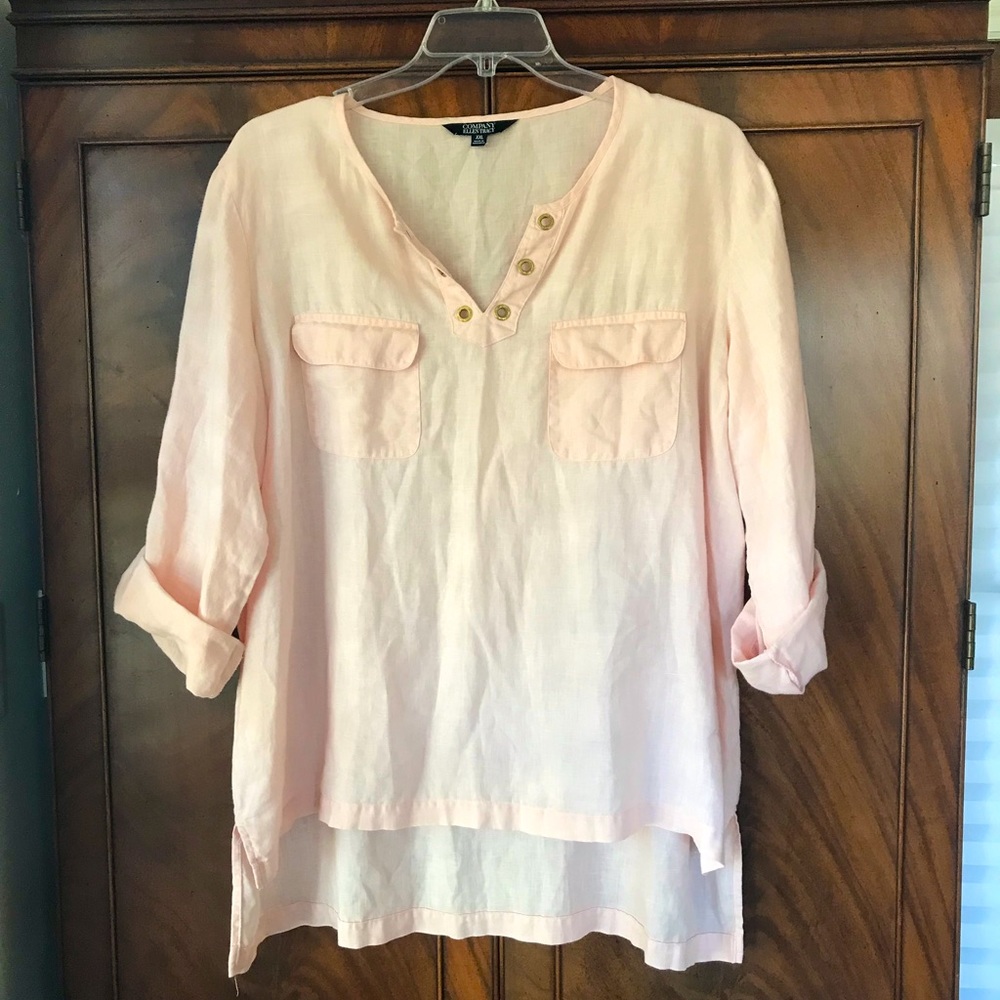 Ellen Tracy XXL linen peach colored top.
